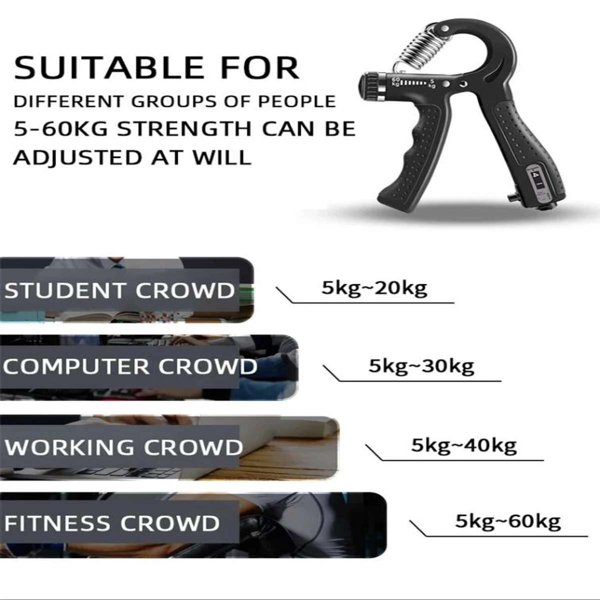 5-60kg Adjustable Hand Gripper