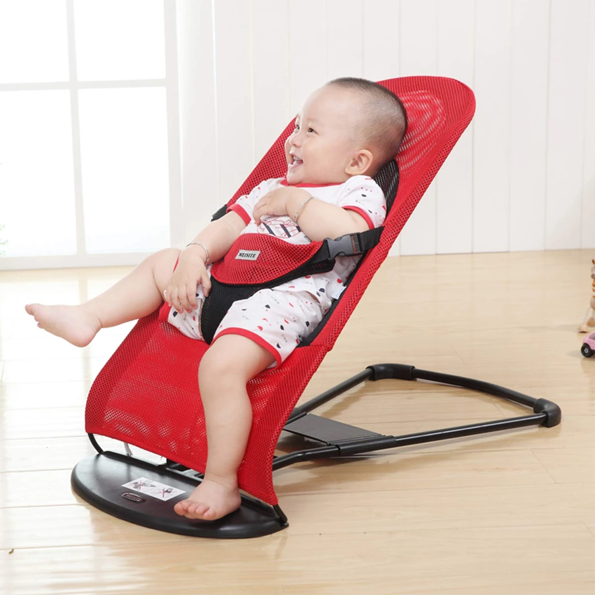 Baby Bouncer Chair Folding Soft Seat Safety Automatic Rocking Feel Merriment and Fun