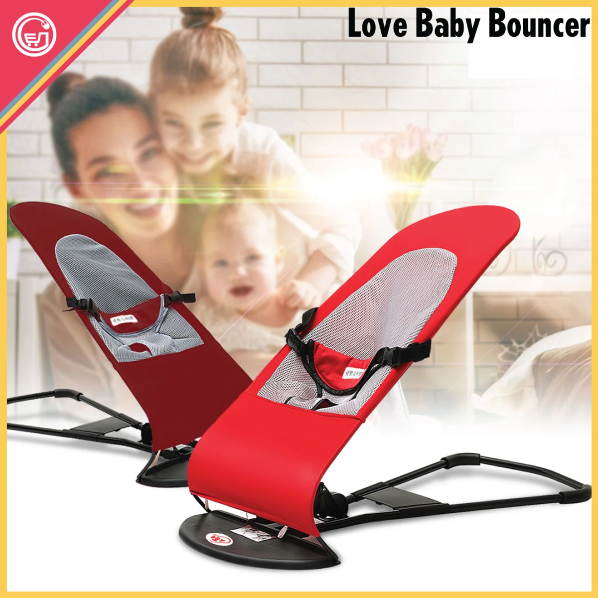 Baby Bouncer Chair Folding Soft Seat Safety Automatic Rocking Feel Merriment and Fun