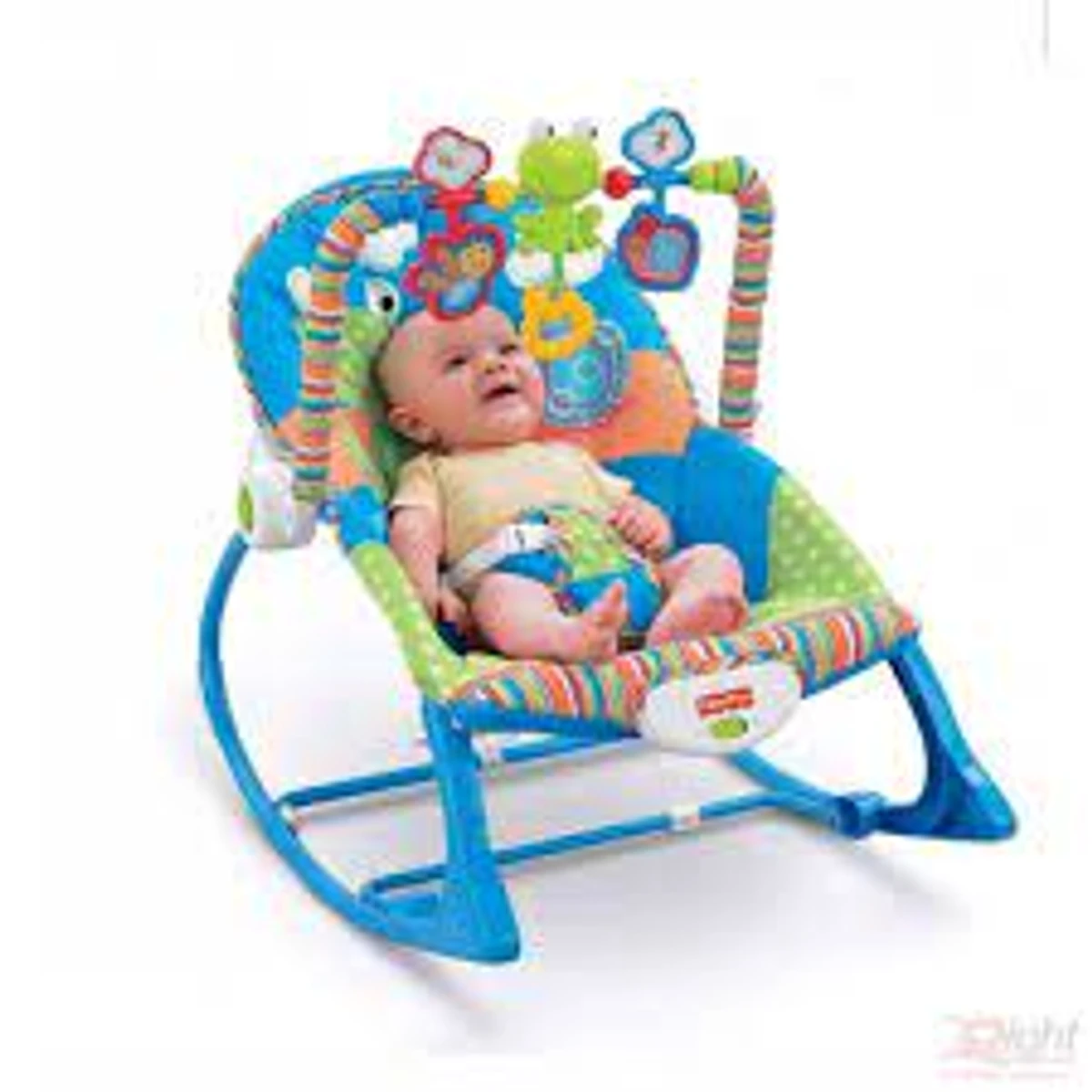 iBaby Infant to Toddler Rocker with Music & Vibration Baby Bouncer- Pink & Blue