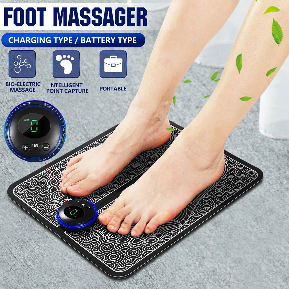 EMS Foot Massager | Folding Portable Feet Massage Machine | Electronic Muscle Stimulatior Massage Mat USB Rechargeable