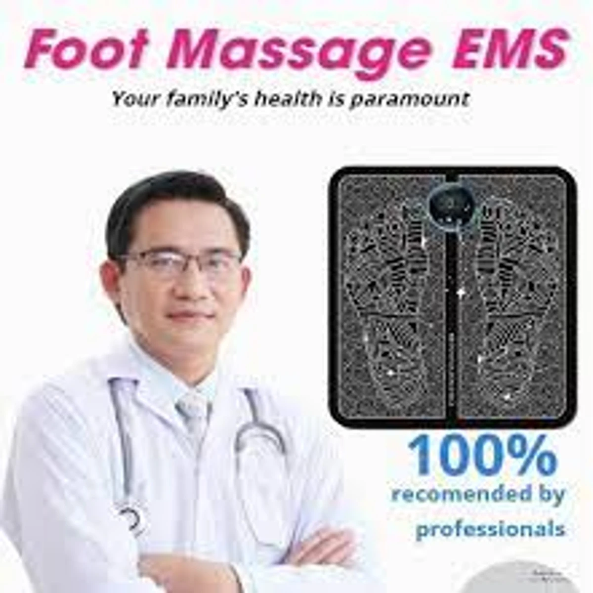 EMS Foot Massager | Folding Portable Feet Massage Machine | Electronic Muscle Stimulatior Massage Mat USB Rechargeable