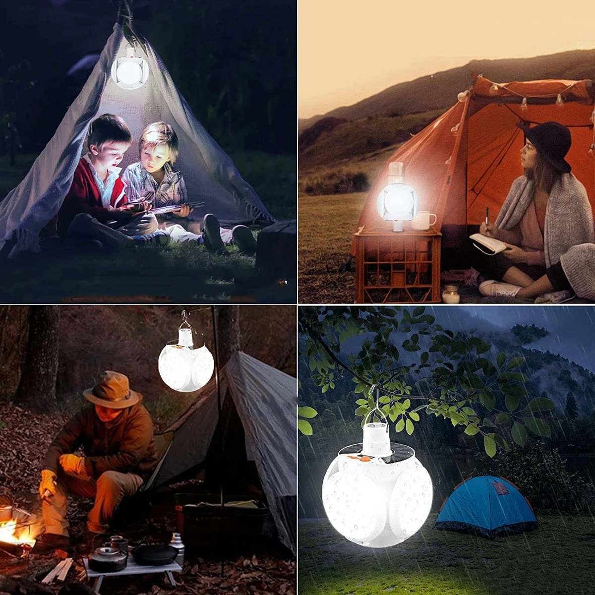 Solar DC Rechargeable Foldable Emergency Light Outdoor Waterproof Camping Lantern