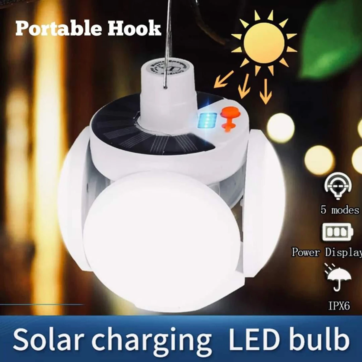 Solar DC Rechargeable Foldable Emergency Light Outdoor Waterproof Camping Lantern