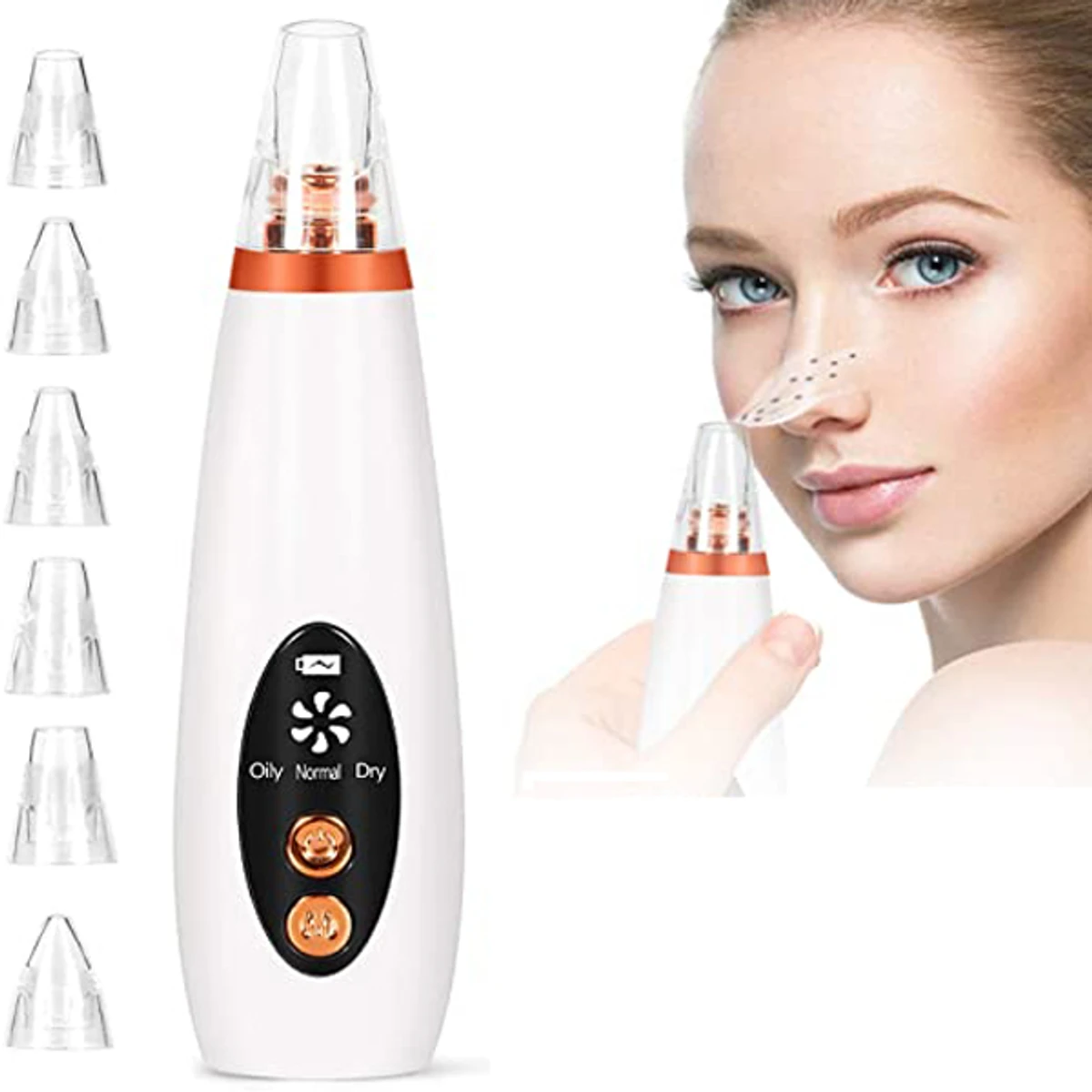 Rechargeable Blackhead Remover Vacuum Pore Cleaner 6 Suction Heads