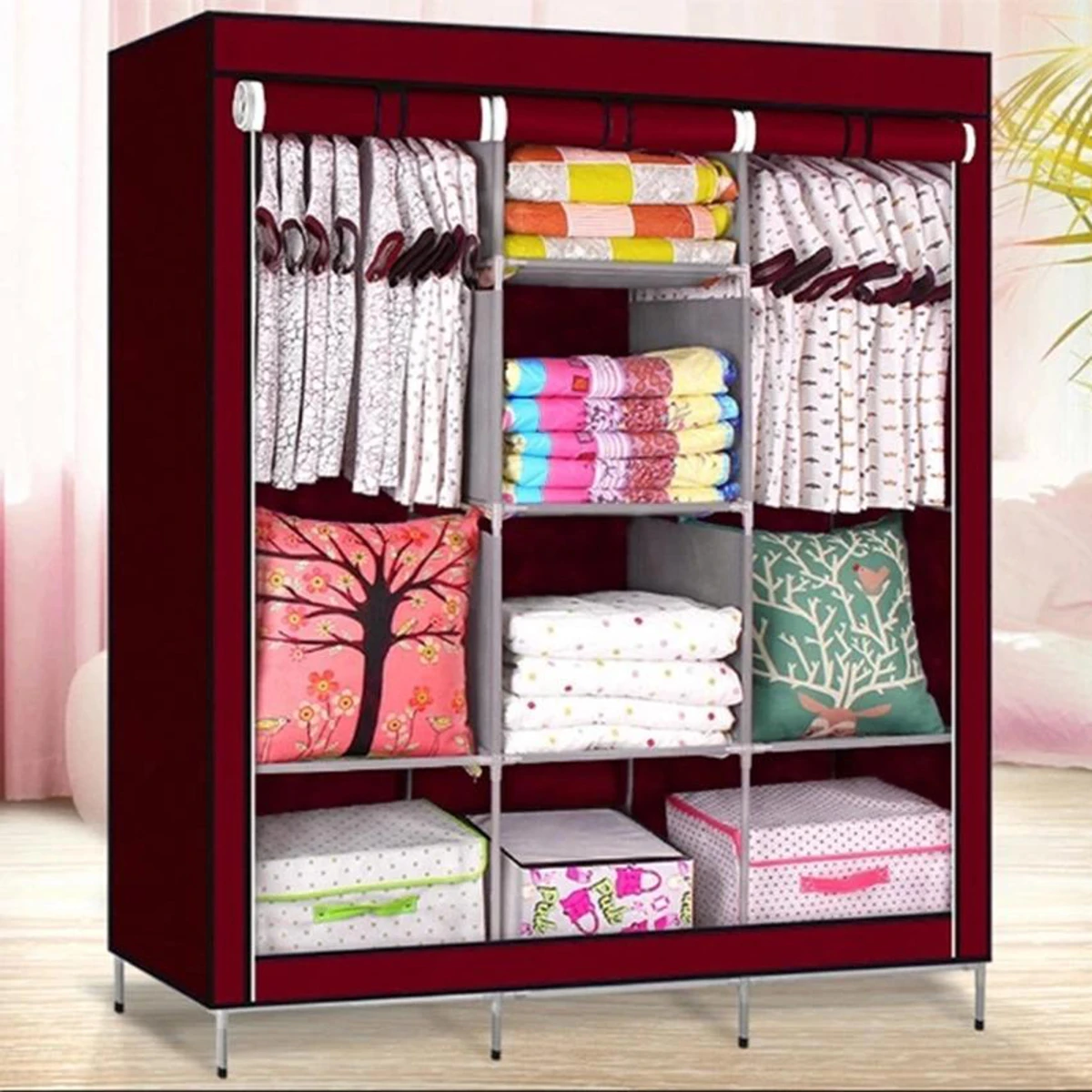 HCX Wardrobe Storage Organizer for Clothes - Big Size - Magenta