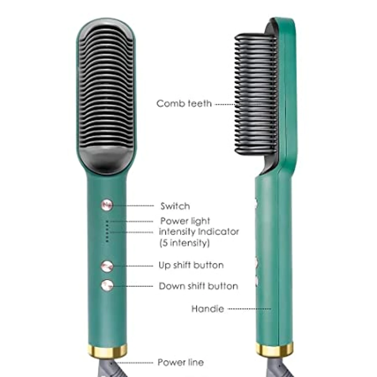 Portable Hair Straightener Brush Straightening Comb for Women with 5 Temp 20s Fast Heating & Anti-Scald