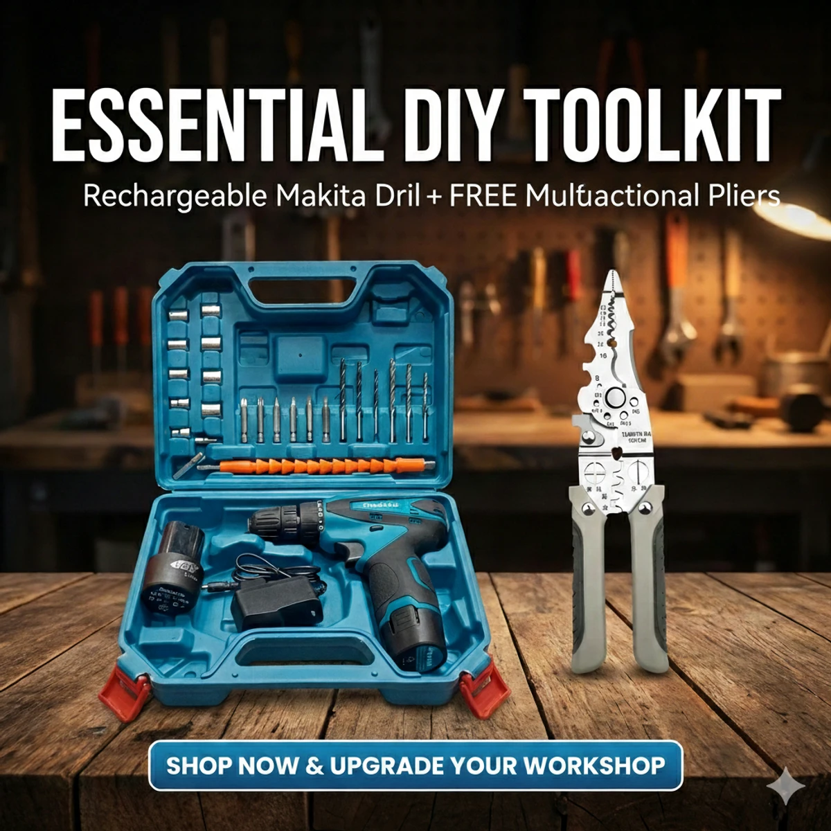 Makita 12V Rechargeable Cordless Drill সেটটি কিনলেই একটি Multifunctional Cable Cutter Pliers পাচ্ছেন একদম ফ্রি