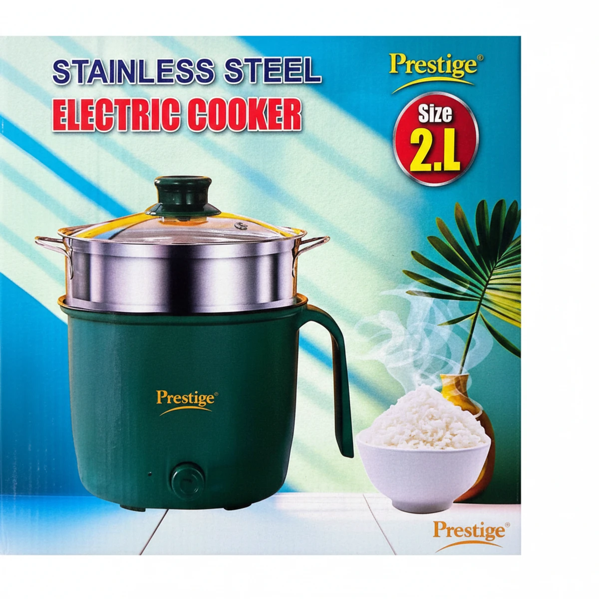 Prestige 2.1L Household Kitchen Electric Cooking Pot with Steamer_D Leathers