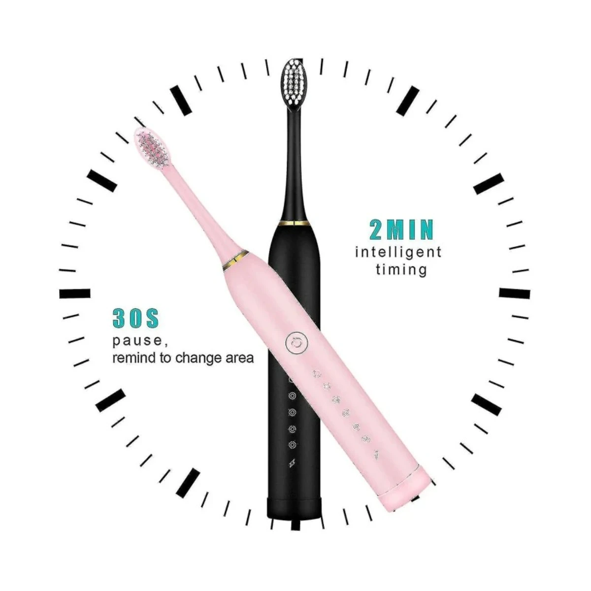 Electric Toothbrushes Rechargeable Electric Toothbrush With 2 Minutes Timer, 8 Pcs Rep