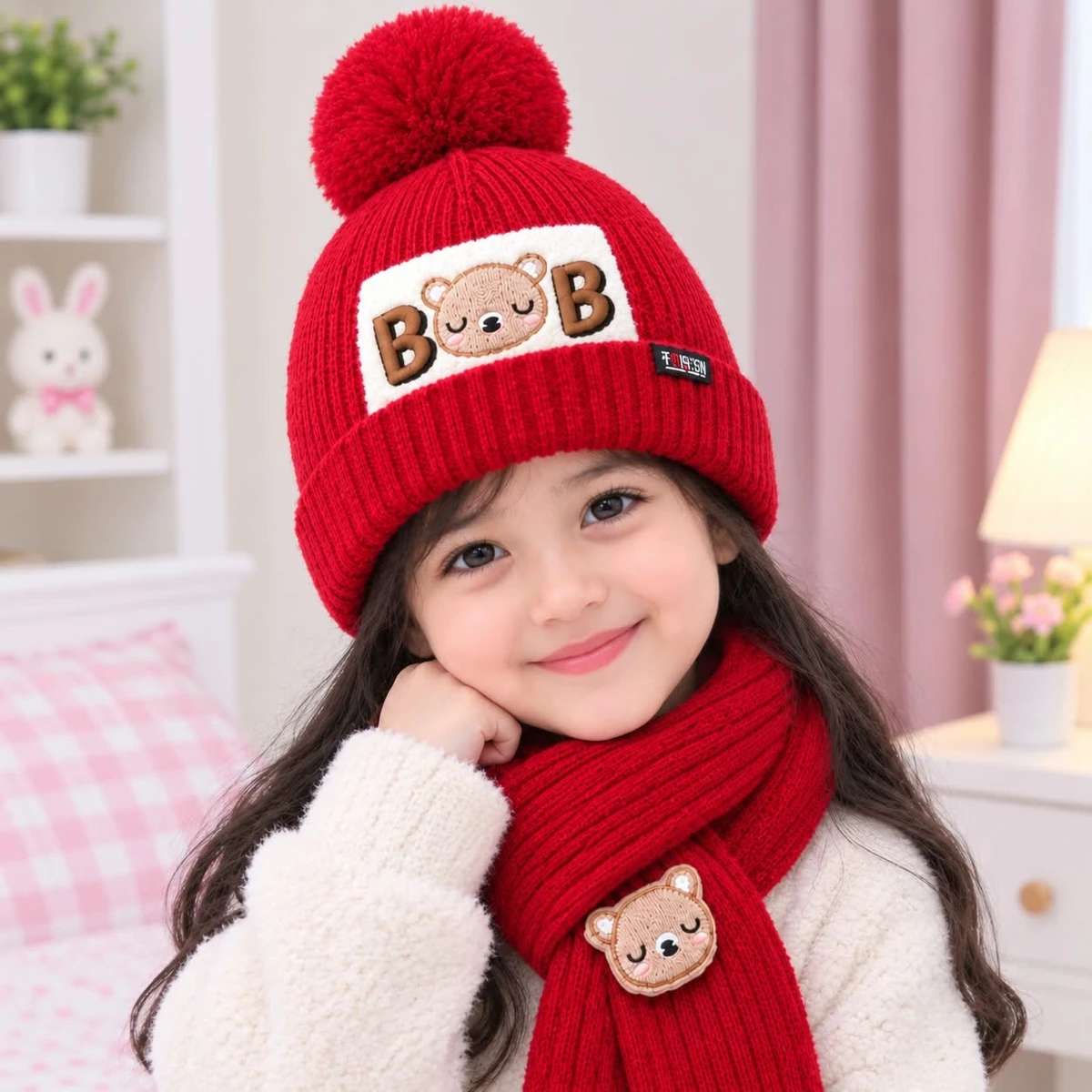 Baby Winter Cap With Maflar Boys & Girls