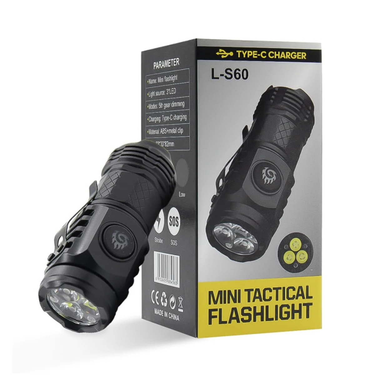 MINI RECHARGEABLE LED TORCH LIGHT L-60 WITH Metal Body