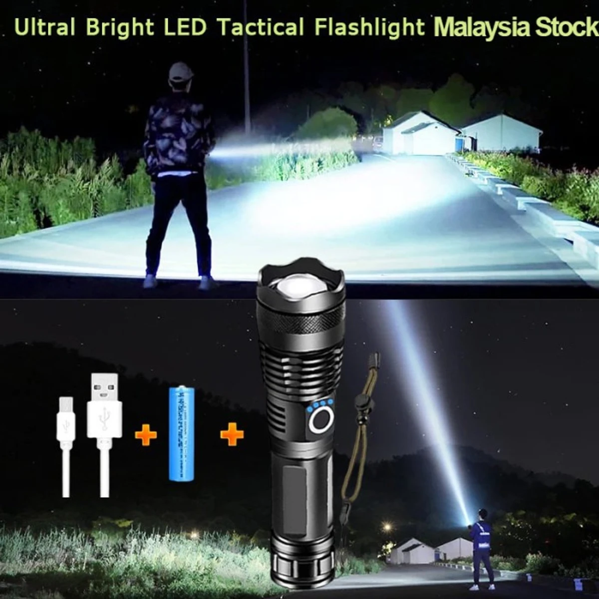 Waterproof  LED রিচার্জেবল টর্চ লাইট