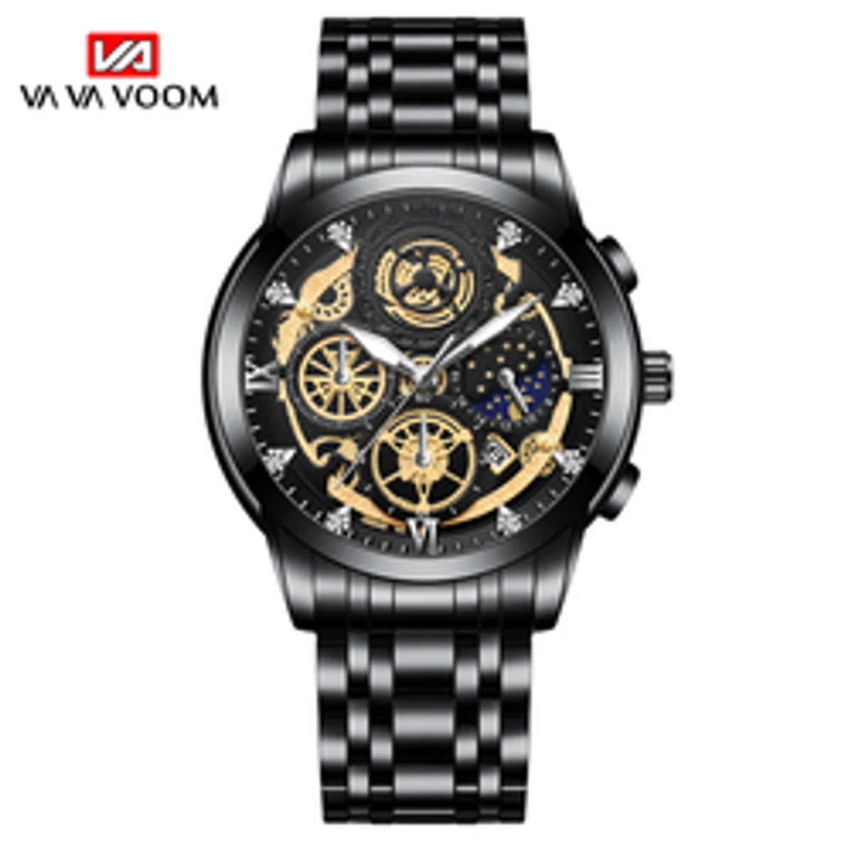 Quality Business Class Crystal Watch - Black