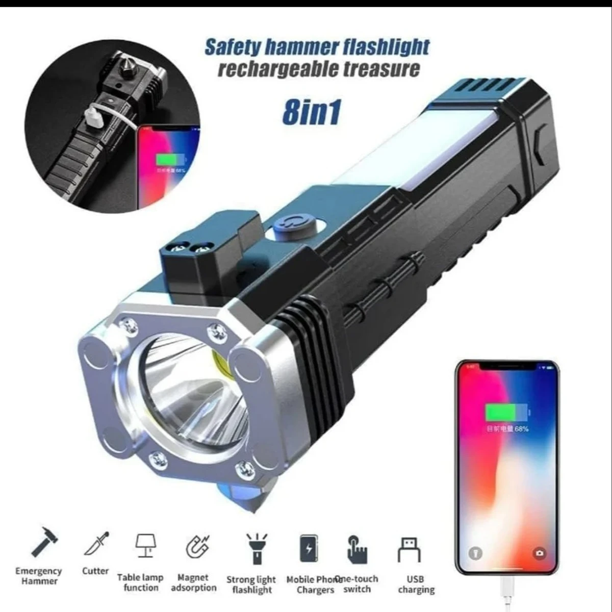 5/1 Rechargeable Torch Light With Power Bank