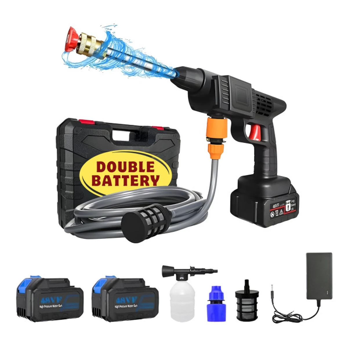 ডাবল ব্যাটারি- RECHARGEABLE CAR WASHER GUN