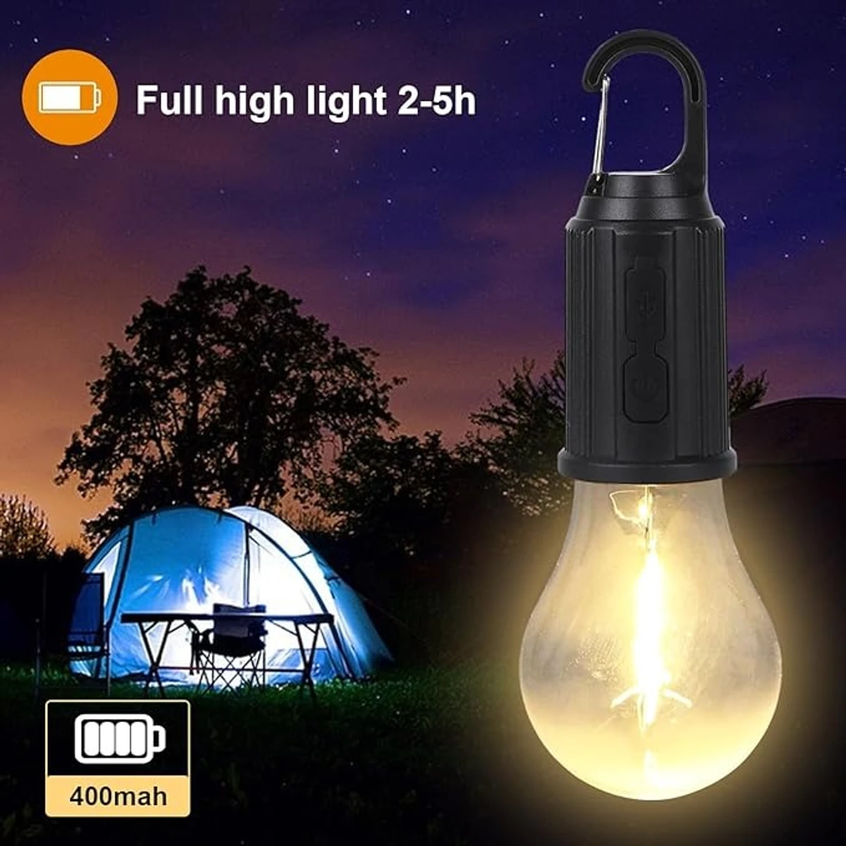 Camping Lamp Type C Charging Retro Bulb Light - ( 2pce )