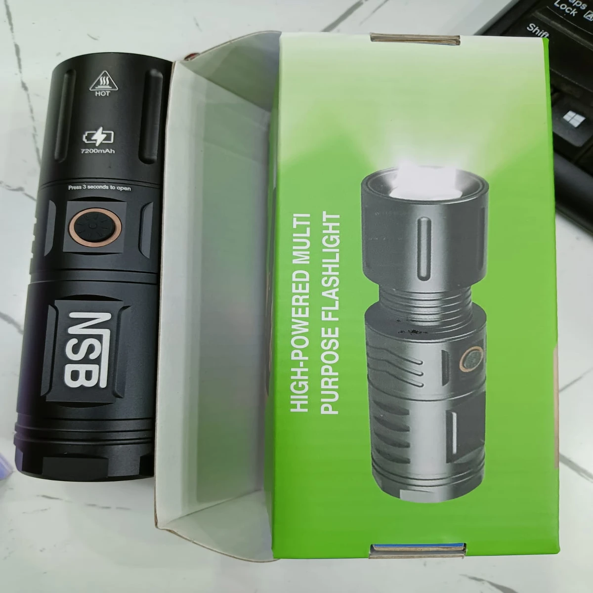 NSB BRAND সুপার পাওয়ার LED রিচার্জেবল টর্চ লাইট উইথ পাওয়ার ব্যাংক