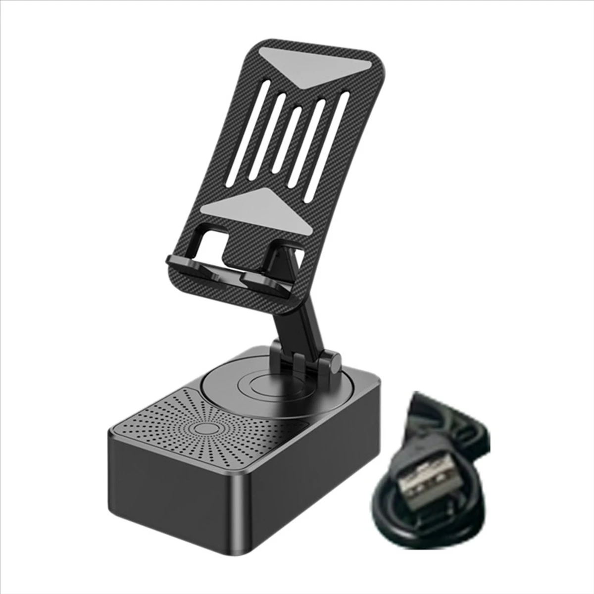 Multifunctional 3-in-1 Mobile Stand with Bluetooth Speaker & Power Bank | Rotating & Foldable Holder