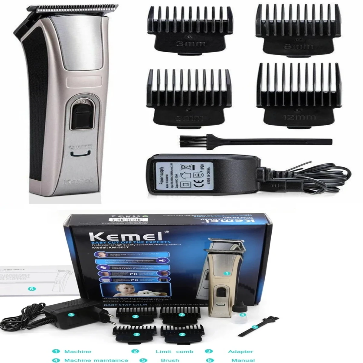 Kemei KM-5017 Hair Clipper/Beard Trimmer