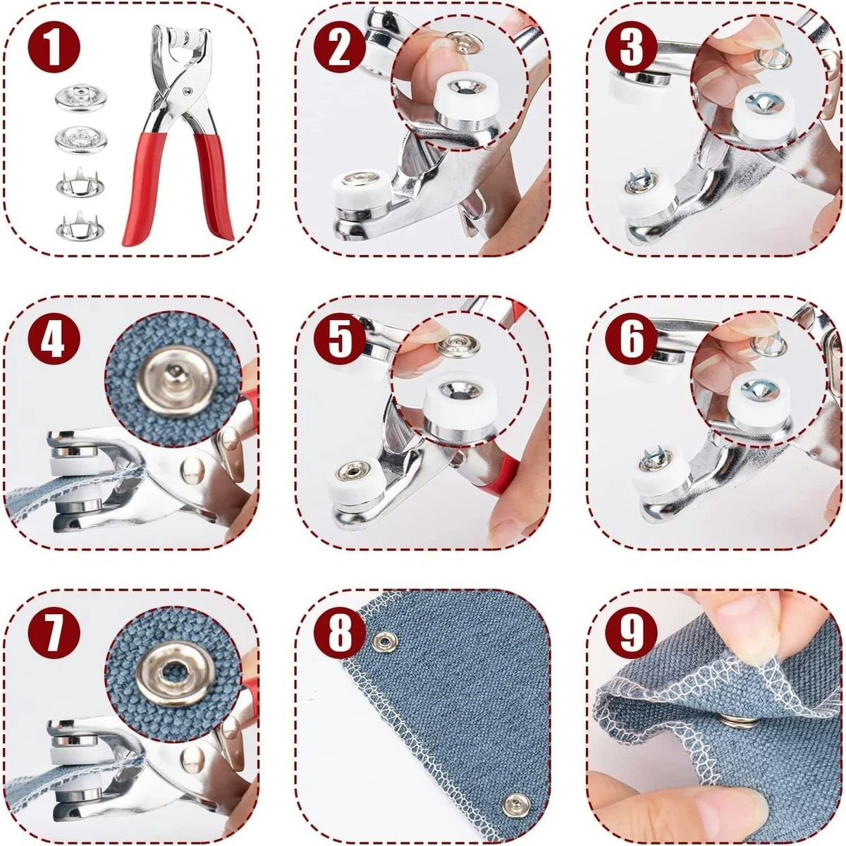 Snap Five-Prong Button Installation Tool Kit-100 Pcs Button Free(বোতাম ইনস্টলেশন টুল)