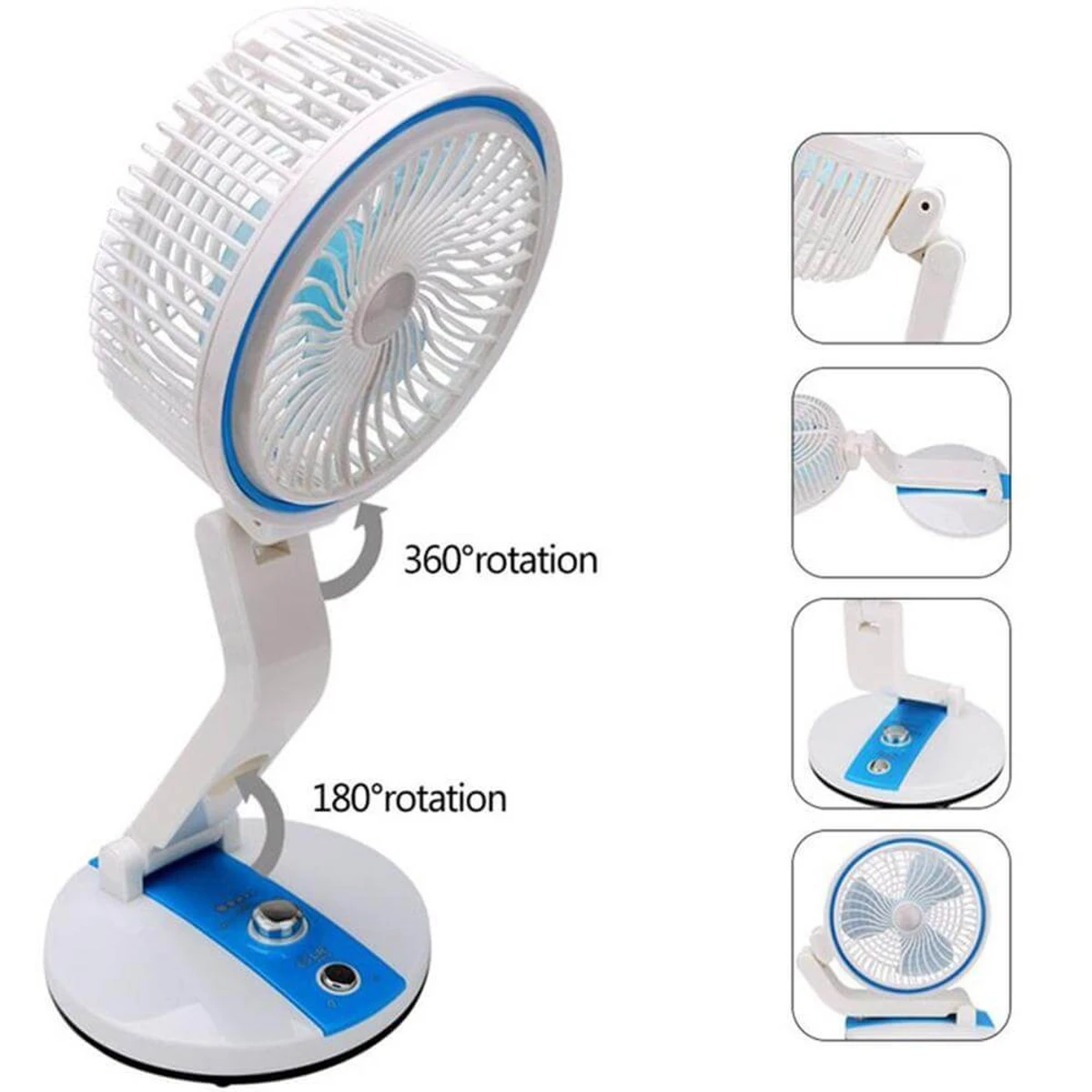 Rechargeable Table Fan With LED Light