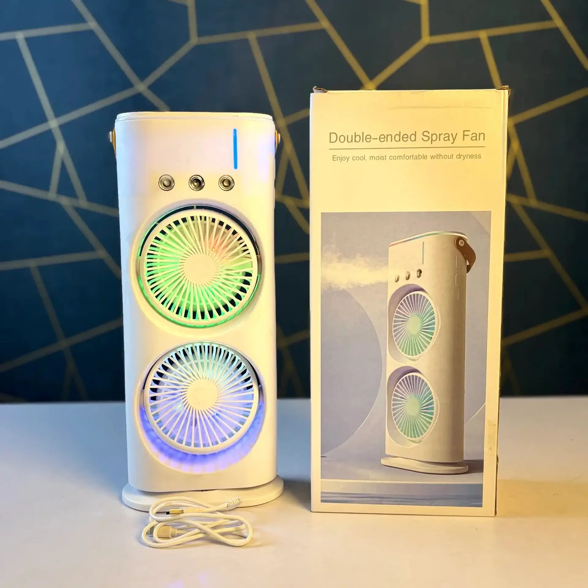 Rechargeable Remote Control Double Head Spray Cooling Fan